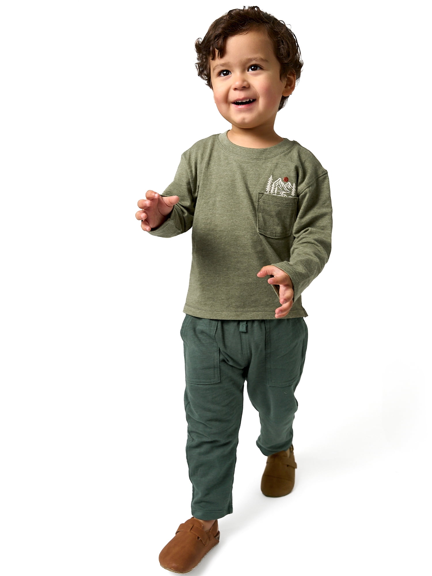 Modern Moments by Gerber Toddler Boy Novelty Tee with Straight Leg Pants Outfit Set, Sizes 12 Months - 5T