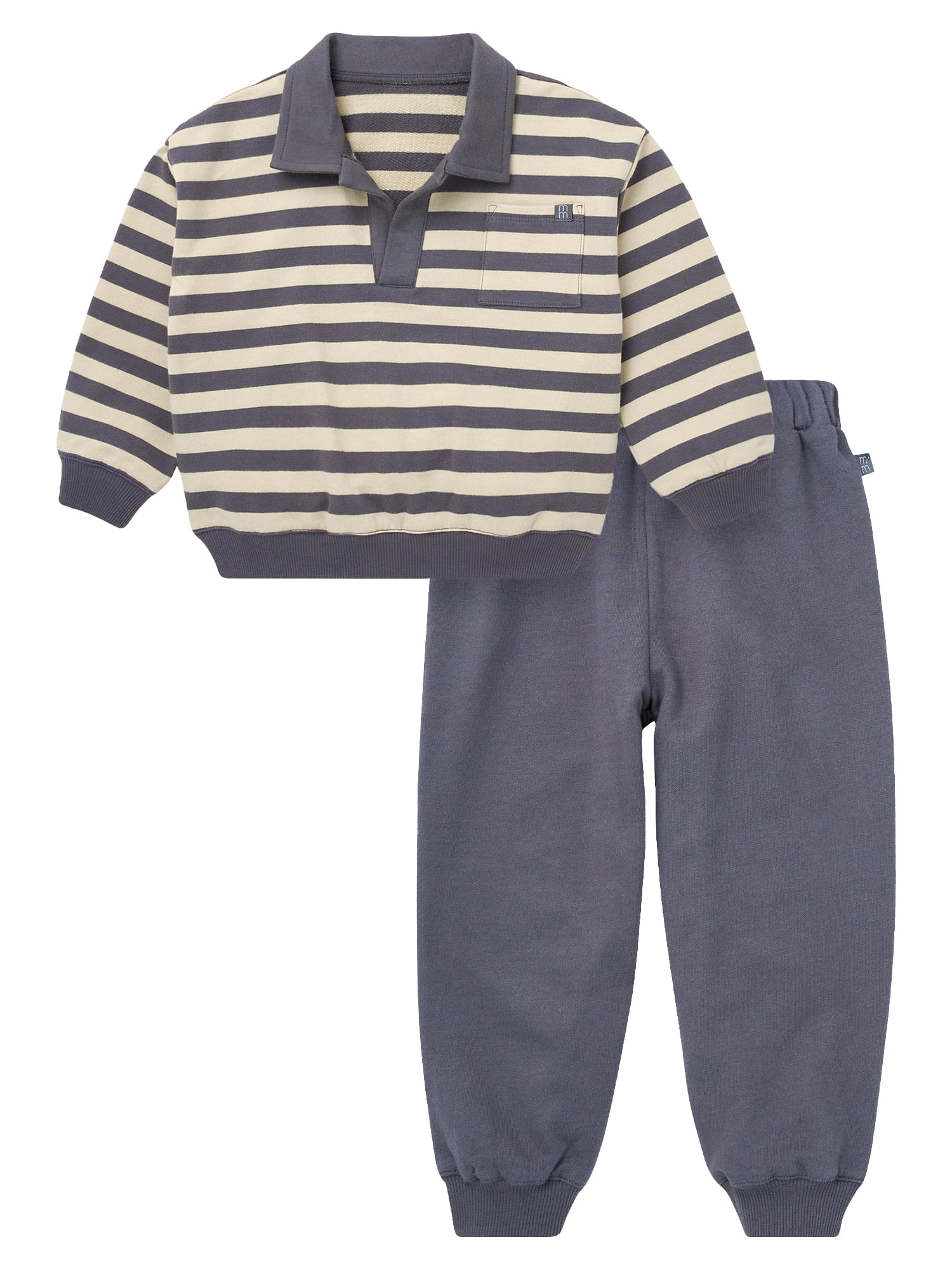 Modern Moments by Gerber Toddler Boy Polo Sweatshirt and Sweatpant Outfit Set, Sizes 12 Months - 5T
