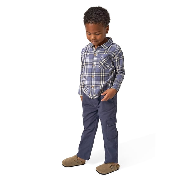 Modern Moments by Gerber Toddler Boy Button Down Shirt and Cargo Jogger Outfit Set, Sizes 12 Months - 5T