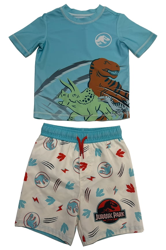 Character Toddler Boy Short Sleeve Rash Guard and Swim Trunks, 2-Piece, Size 2T-4T