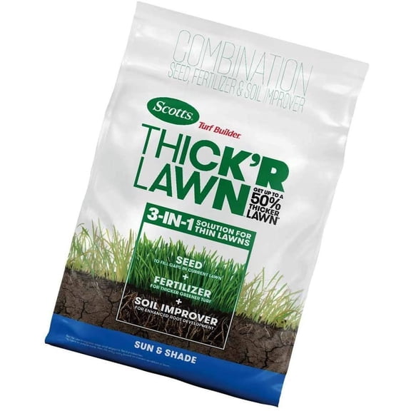 ScottsMiracle-Gro Turf Builder Thick'R Lawn Granules - For All Grass Types, Outdoor - 12 lb