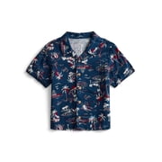 Toddler Boys Patriotic Camp Shirt with Short Sleeves, Sizes 12M-5T