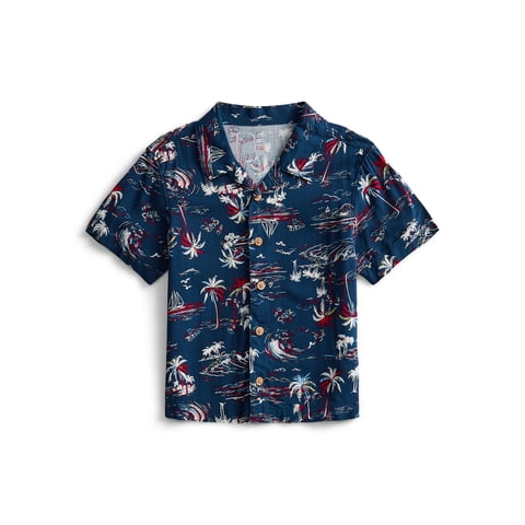 Toddler Boys Patriotic Camp Shirt with Short Sleeves, Sizes 12M-5T