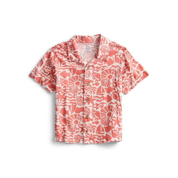 Wonder Nation Toddler Boys Camp Shirt with Short Sleeves, Sizes 12M-5T
