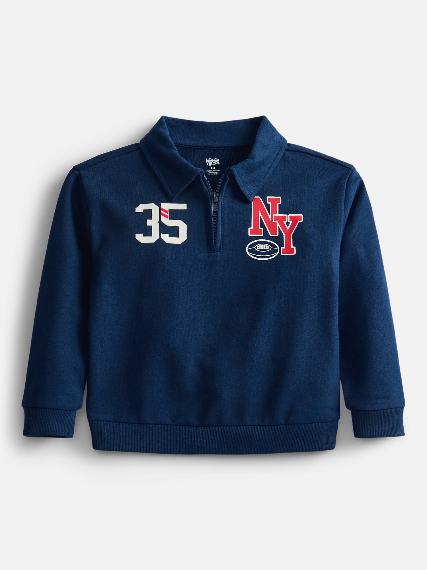 Wonder Nation Toddler Boys' Quarter Zip Sweater with Long Sleeves, Sizes 18M-5T