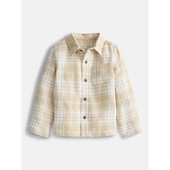 Wonder Nation Toddler Boys' Flannel Shirt with Long Sleeves, Sizes 12M-5T