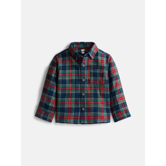 Wonder Nation Toddler Boys' Flannel Shirt with Long Sleeves, Sizes 12M-5T