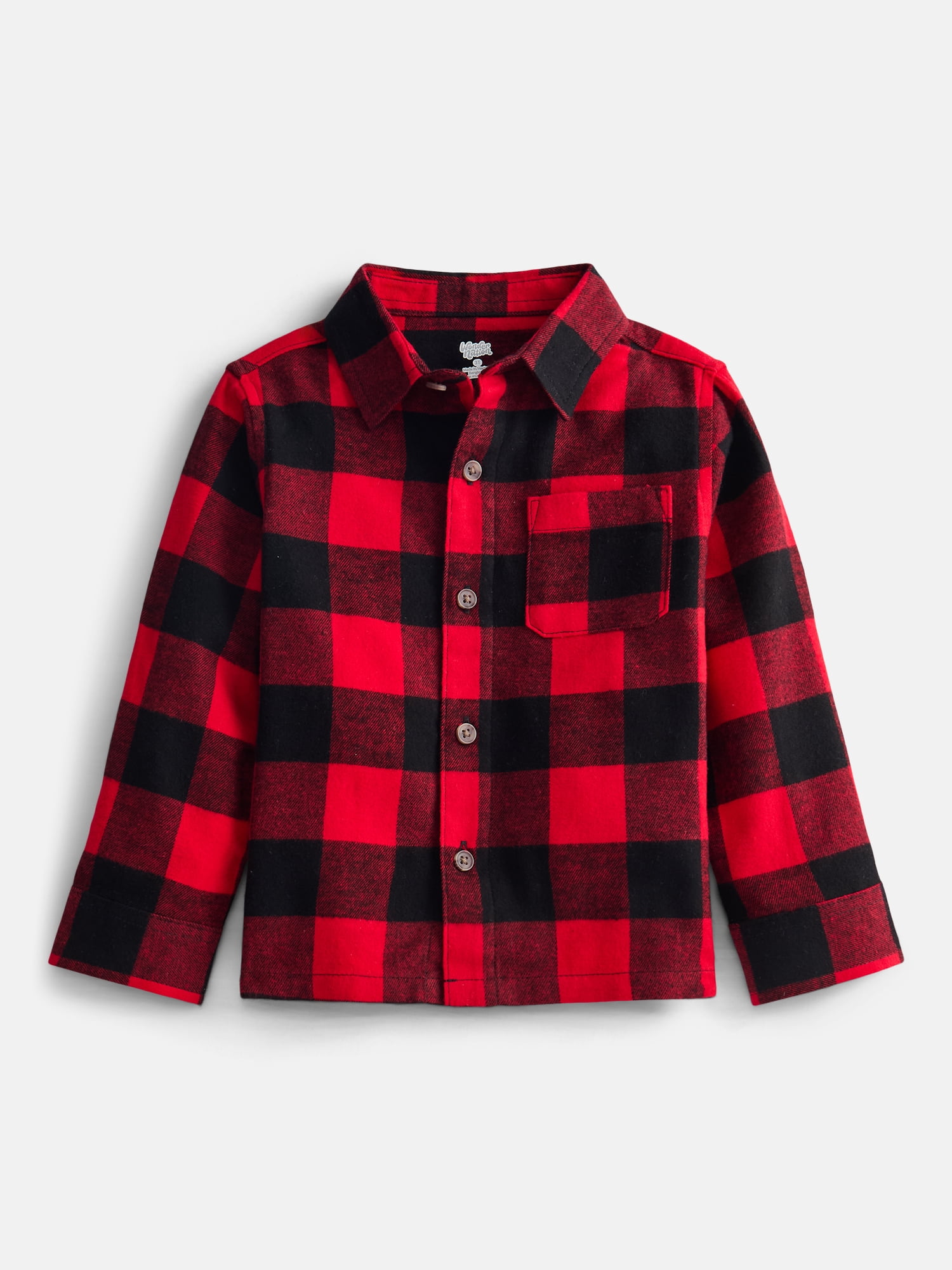 Wonder Nation Toddler Boys' Flannel Shirt with Long Sleeves, Sizes 12M-5T