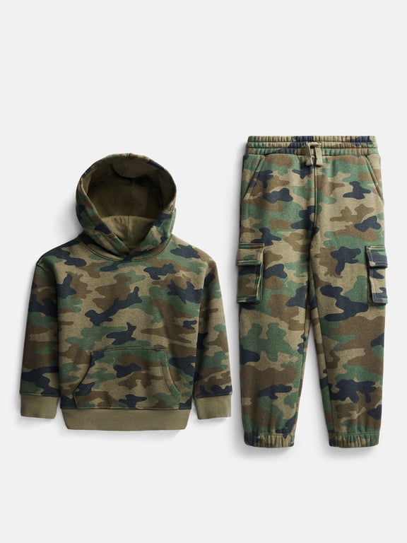 Toddler Boys Fleece Hoodie and Cargo Pants Set, 2 Piece, Sizes 12M-5T