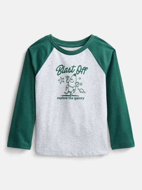Toddler Boys Raglan T-Shirt with Long Sleeves, Sizes 0T-5T