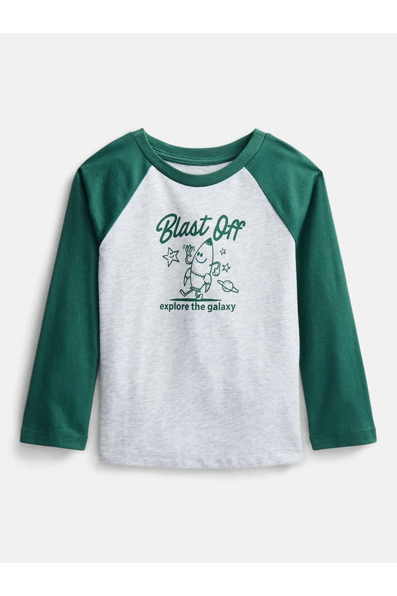 Toddler Boys Raglan T-Shirt with Long Sleeves, Sizes 0T-5T