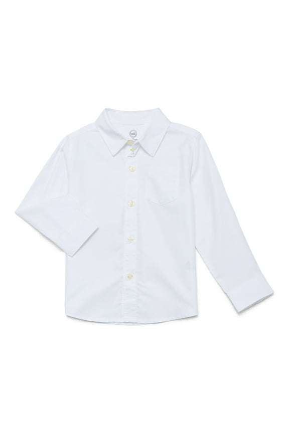 Toddler Boys' Cotton Button Up Shirt with Long Sleeves, Sizes 12M-5T