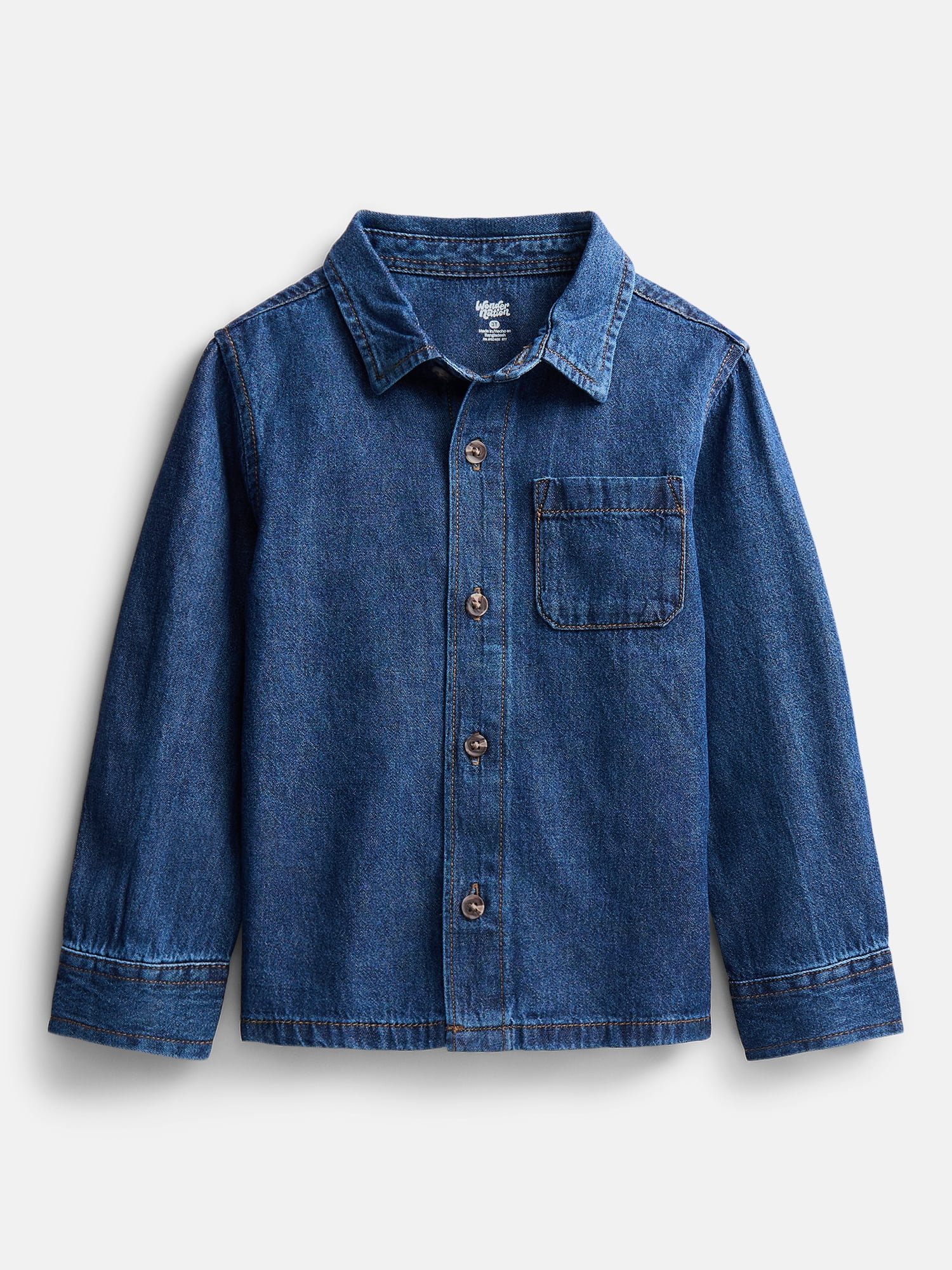 Wonder Nation Toddler Boys Shirt with Long Sleeves, Sizes 12M-5T