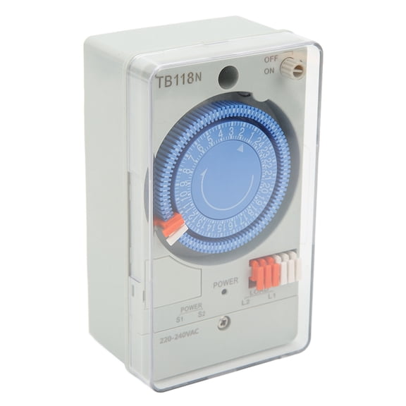TB118N Mechanical Timer Switch, 24 Hours Programmable Time Control Switch for Street Light and Billboard 220-240V / 220-240 Volt AC, Wall Mounted Power Control (12 x 8 in / 30.5 x 20.3 cm)
