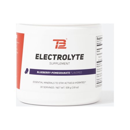 TB12 Electrolyte Supplement Powder for fast hydration by Tom Brady - Natural, easy to mix powder. Low Sugar, Low Calorie, Dairy Free, Vegan. Magnesium, Sodium, Potassium, Zinc. (Blueberry Pomegranate)