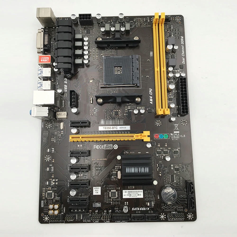 TB350-BTC For B350 Socket AM4 2×DDR4 DIMM 32GB ATX 4×SATA III Motherboard