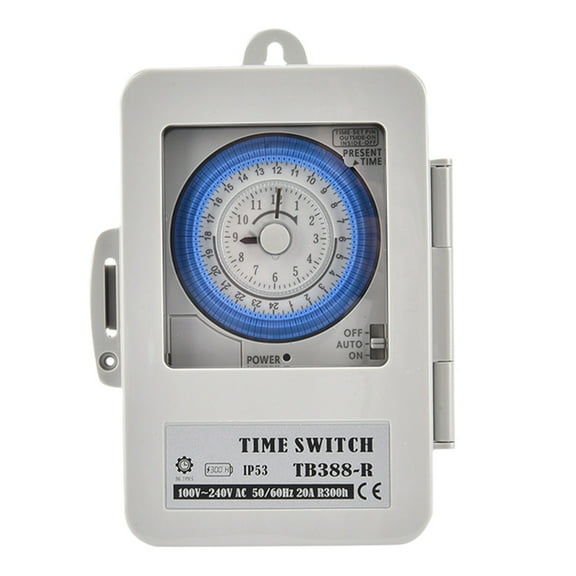 TB388R Mechanical 24 Hours Timer Switch IP53 Programmable Electrical Timer Switch Box AC100-240V 15 Minutes Interval,1 * Timer Switch(Slightly chromatic aberration),As Shown