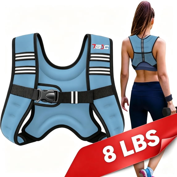 TB3C 8lb Weighted Vest Woman, Running Vest Adjustable with Reflective Strips, Blue