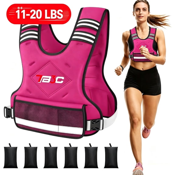TB3C Adjustable Weighted Vest for Women and Men, Walking with 6 Removable Weights, 4-10lb