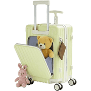 TABU Ride-On Suitcase for Kids with Seat, Front Opening Carry-On Luggage, 360  Lockable Spinner and TSA Lock, Green