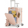 thumbnail image 1 of TBAU Ride-On Suitcase for Kids with Seat, Front Opening Carry-On Luggage, 360° Lockable Spinner and TSA Lock, Pink, 1 of 9