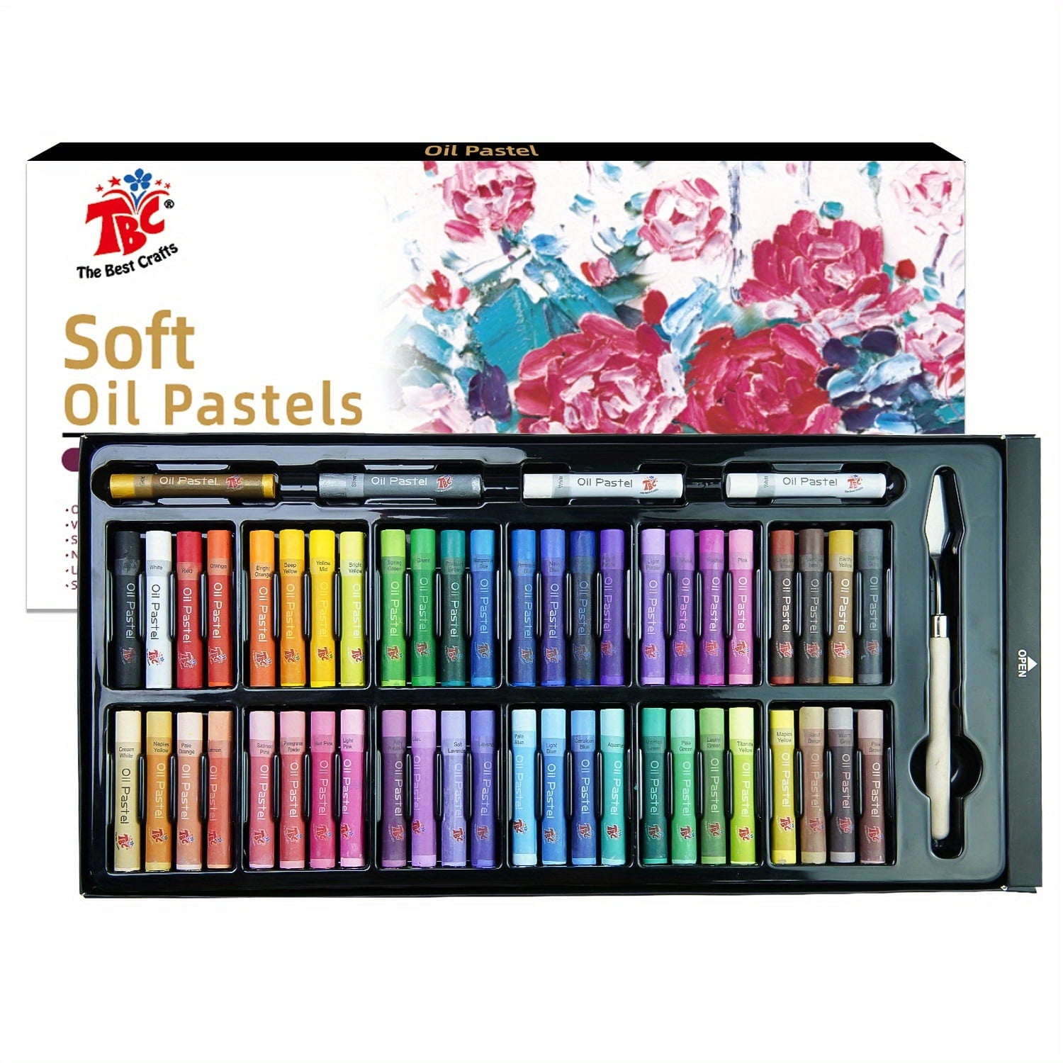 TBC The Best Crafts 52 Colors Soft Oil Pastels, Classic Macaron and Metallic Shades, Non-toxic Smooth Art Crayons for Writing, Sketching and Drawing on Paper, Cardboard, notebooks and more.