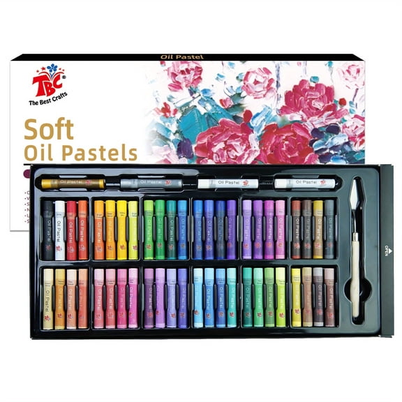 TBC The Best Crafts 52 Colors Soft Oil Pastels, Classic Macaron and Metallic Shades, Non-toxic Smooth Art Crayons for Writing, Sketching and Drawing on Paper, Cardboard, notebooks and more.