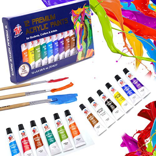Acrylic Paints 12 Colors Professional Set Tubes Premium - Temu