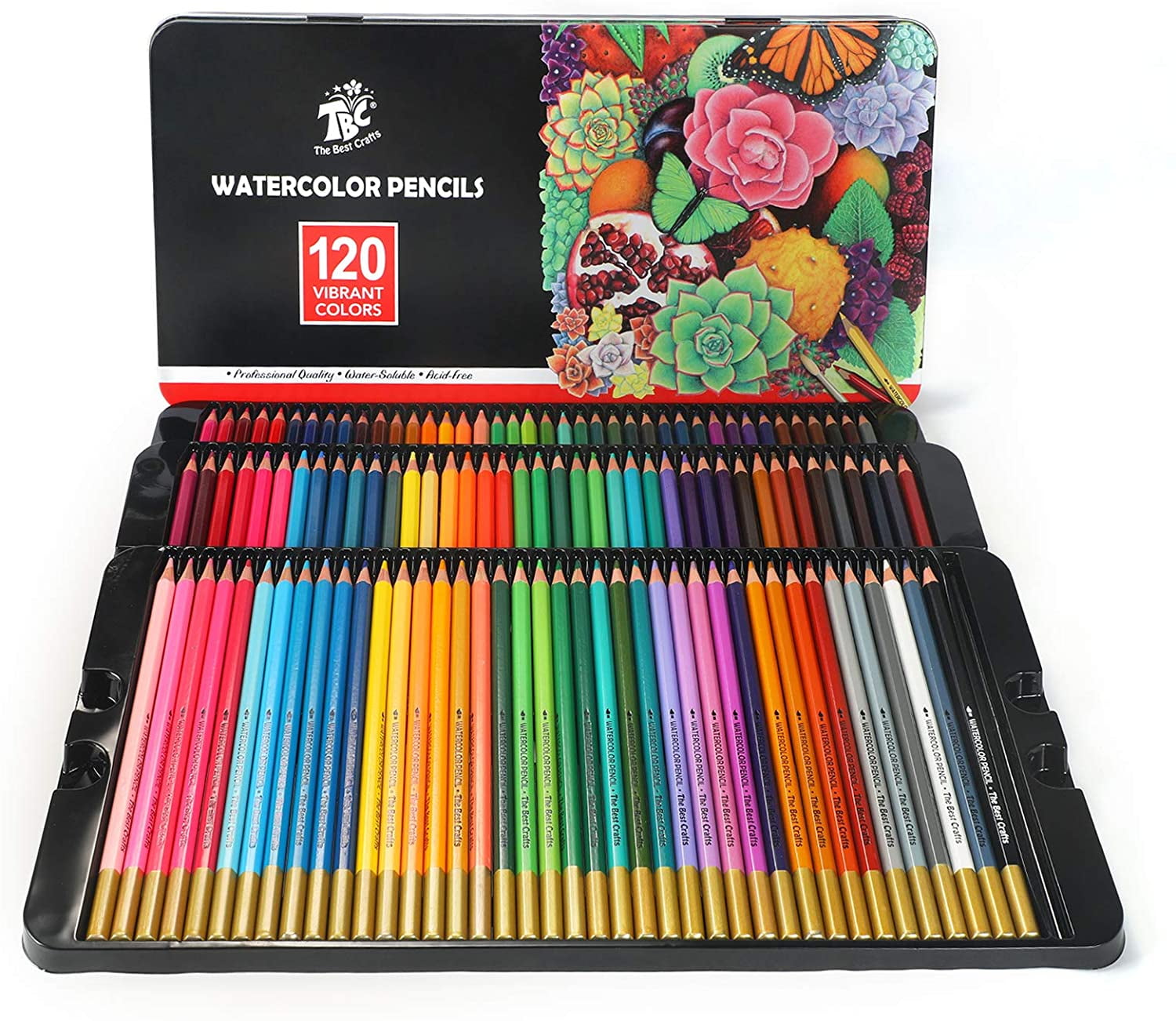 LBW Watercolor Pencils 120 Professional Water Color Pencils Set Colored Pencils for Adult Coloring Book Blending Sketching