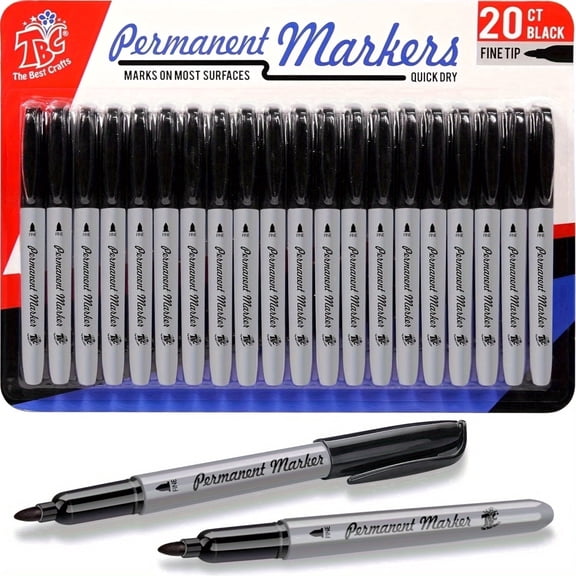TBC The Best Crafts 20-Pack Black Permanent Markers
