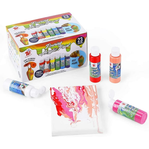 TBC The Best Crafts Acrylic Pouring Paint, 23 Bottles(2 oz/60ml),Acrylic Paint Vibrant Colors Non-Toxic Pre-Mixed High Flow Craft Paint