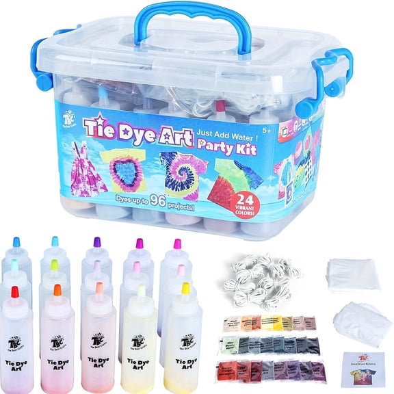 TBC The Best Crafts Tie-Dye Art Kit for Over 12 Kids to Play, Easy & Fun (24 Colours)