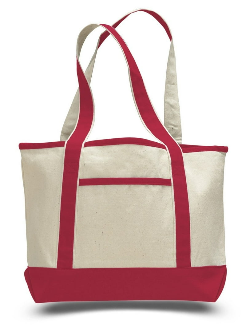 TBF Sturdy Canvas Tote Bag, Red, Durable with Front Pocket