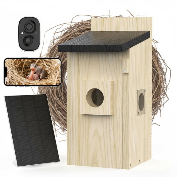 TBGENIUS Smart Bird Houses, Outside Solar Powered, 4MP Birdhouse Camera for Outdoors, Perfect Watch Bird Nesting & Hatching in Real Time, AI Identify Bird Behavior & Create, DIY Ideal Christmas Gift