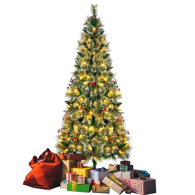 TBKLEY 6.5ft PreLit Christmas Tree, Hinged Artificial Tree with 200