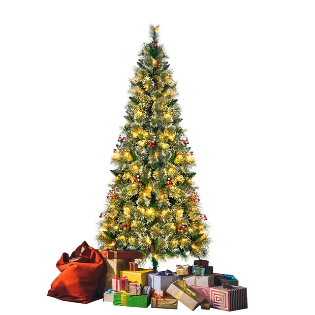 TBKLEY 6.5ft PreLit Christmas Tree, Hinged Artificial Tree with