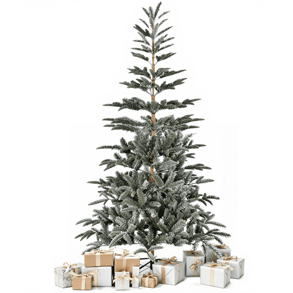 Fenbeli 7FT Snow-Flocked Artificial Christmas Tree, 800 Branch Tips, Unlit Xmas Tree with Metal Stand, PE+PVC Holiday Decoration for Home, Office, and Party
