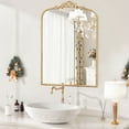 TBKLEY Arched Wall Mirror for Bathroom, 20"x30" Metal Beaded Frame ...