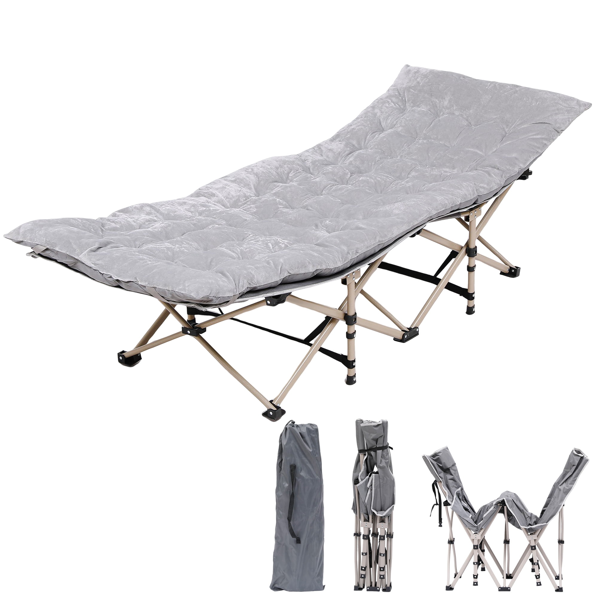TBKLEY Folding Camping Cots for Adults, Heavy Duty Cot with Carry Bag