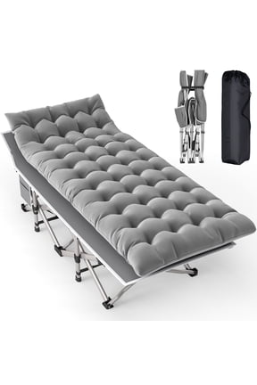Folding Camping Cots for Adults, Heavy Duty Folding Bed with Carry Bag for Traveling Camp Office Use 75" x 28", Gold