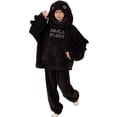 thumbnail image 1 of TBKOMH Animal Pajama Set Hooded Top and Pants Plush Shark Costume Long Sleeve Two Piece Loungewear for Adult Cozy Flannel Sleepwear with Full Face Hood Black XXL, 1 of 6