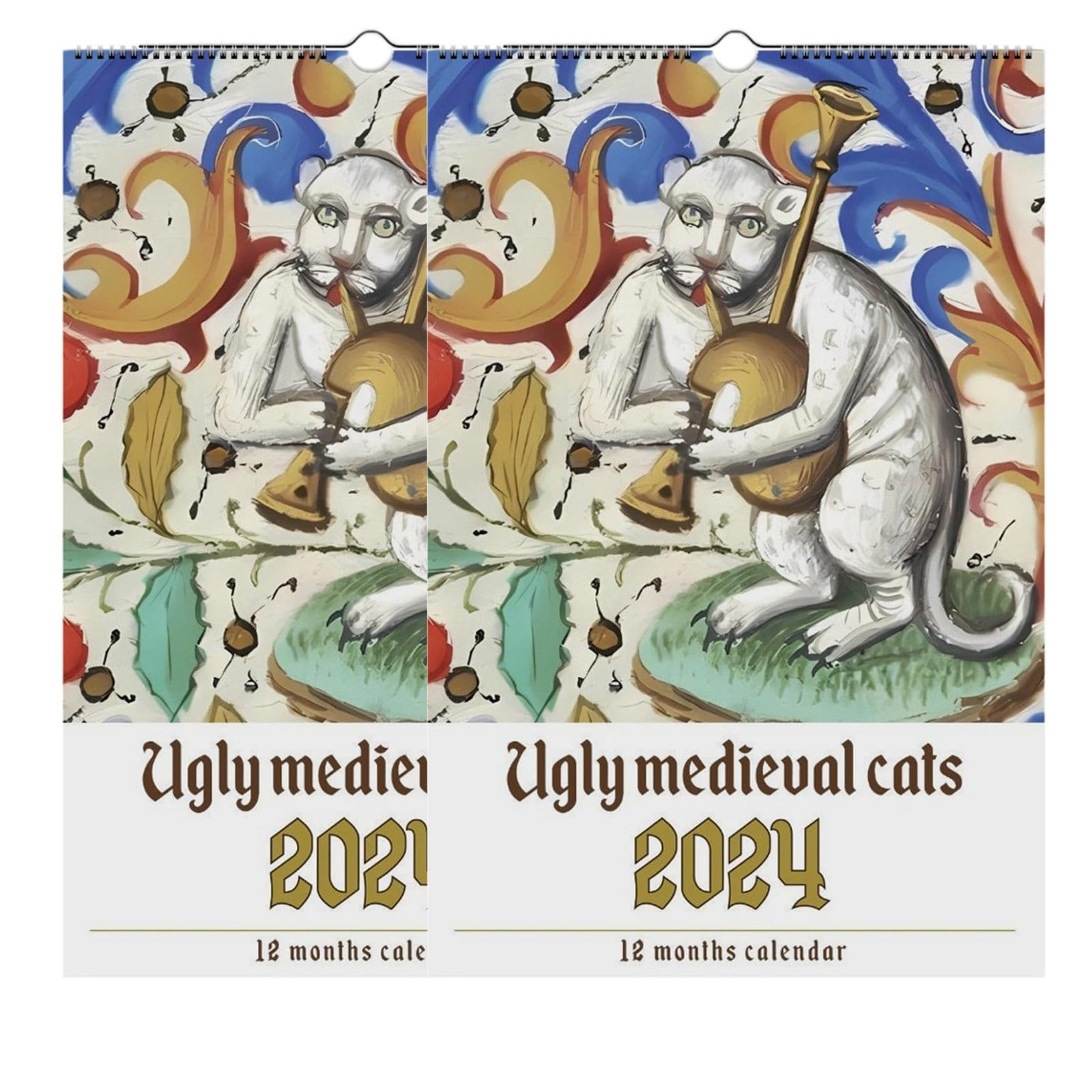 TBKOMH Calendar 2024,Advent Calendars,Funny Cat Painting Wall Calendar 2024 Weird Cats Calendar