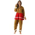 thumbnail image 1 of TBKOMH Christmas Onesie Hooded Pajama Plush Jumpsuit Candy Cane Print Costume Long Sleeve Full Body One Piece Loungewear for Adult Cozy Flannel Holiday Sleep Brown L, 1 of 5