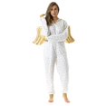 thumbnail image 1 of TBKOMH Christmas Onesie Hooded Pajama Plush Jumpsuit Candy Cane Print Costume Long Sleeve Full Body One Piece Loungewear for Adult Cozy Flannel Holiday Sleep White L, 1 of 5