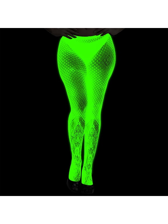 Glow In The Dark Fishnets Women's Fishnet Stockings Sexy Tights High Waisted Pantyhose Halloween Stockings Rave Clothes High Waist Tights Party Stocking for Women