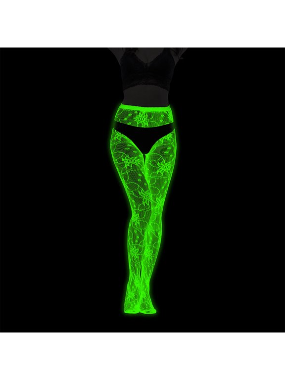 Glow In The Dark Fishnets Women's Fishnet Stockings Sexy Tights High Waisted Pantyhose Halloween Stockings Rave Clothes High Waist Tights Party Stocking for Women
