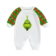 TBKOMH Grinch Pajamas,Christmas Pajamas,Grinch Costume for Baby,Christmas Prints Family Matching Long Sleeve Tops+Pants Set Family Matching Sets,Grinch Christmas Matching(Baby,12 Months)