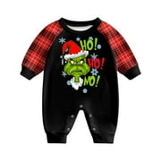 TBKOMH Grinch Pajamas,Christmas Pajamas,Grinch Costume for Baby,Christmas Prints Family Matching Long Sleeve Tops+Pants Set Family Matching Sets,Grinch Christmas Matching(Baby,12 Months)