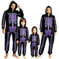 thumbnail image 1 of TBKOMH Halloween Costume Skeleton Onesie Family Matching Zip Up Hooded Jumpsuit Long Sleeve One Piece Loungewear for Couples Adults Outfit Trick or Treat, 1 of 4