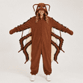 thumbnail image 1 of TBKOMH Halloween Onesie Hooded Pajama Plush Jumpsuit Insect Costume Long Sleeve Full Body One Piece Loungewear with Legs for Adult Cozy Flannel Cosplay Brown L, 1 of 5